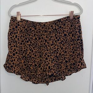 Sienna Sky Leopard Print Shorts with Ruffles | XL
